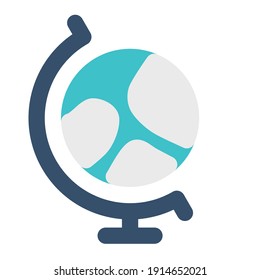 icon globe on display using flat style and blue color dominate