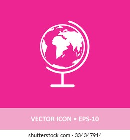 Icon of Globe on Magenta Color Background. Eps-10.