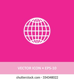 Icon of Globe on Magenta Color Background. Eps-10.