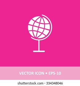 Icon of Globe on Magenta Color Background. Eps-10.