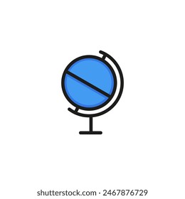 Icon of globe on stand. Earth, environment, school, map. Knowledge concept. Can be used for topics like international business, geography, travel