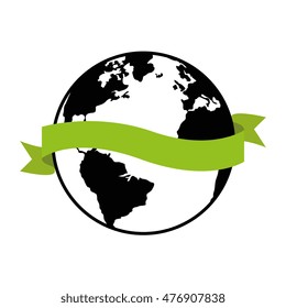 icon globe recycle environment isolated