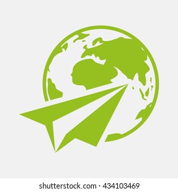 icon of Globe & Send on Light Gray background. Eps-10.