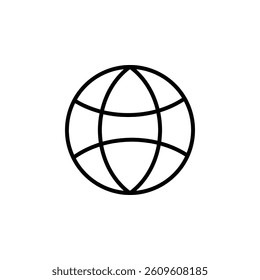 Icon of a globe, symbolizing global connection, travel, and world exploration.