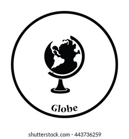 Icon of Globe. Thin circle design. Vector illustration.