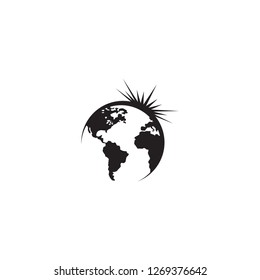 icon globe vector with sun design