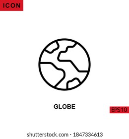 Icon globe world map. Outline, line or linear vector icon symbol sign collection for mobile concept and web apps design.