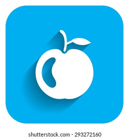 Icon of glossy apple with stem and leaf 