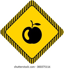 Icon of glossy apple with stem and leaf 