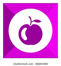 Icon of glossy apple with stem and leaf 