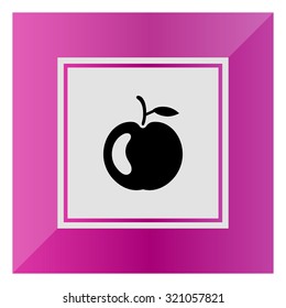 Icon of glossy apple with stem and leaf 