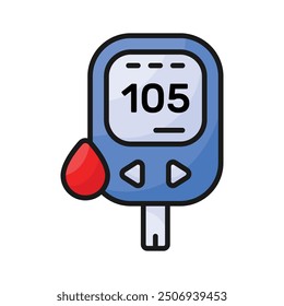 Un icono del glucómetro en estilo editable para uso premium