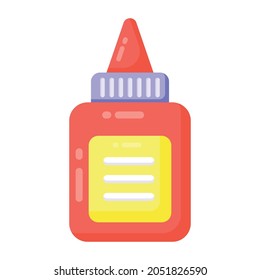 Icon of glue bottle, a sticky stationery item in modern flat style 
