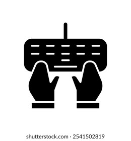 Symbol Symbol Glyphe, das die Tastatur handtippt. Solider Stil.