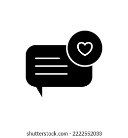 icon glyph love, like, comment, chatting, bubble chat, feedback, review, care, worldwide, online. editable color, glyph or solid black icon style.