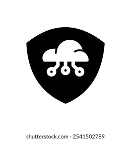 Sistema de nuvem de escudo de glifos de ícones. Estilo sólido.