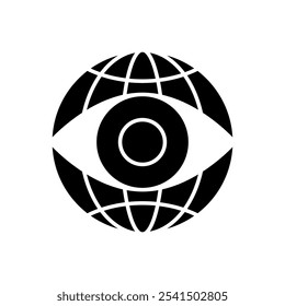Icon Glyph spy eye globe. Solid style.