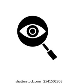 Icon Glyph spy eye magnify. Solid style.