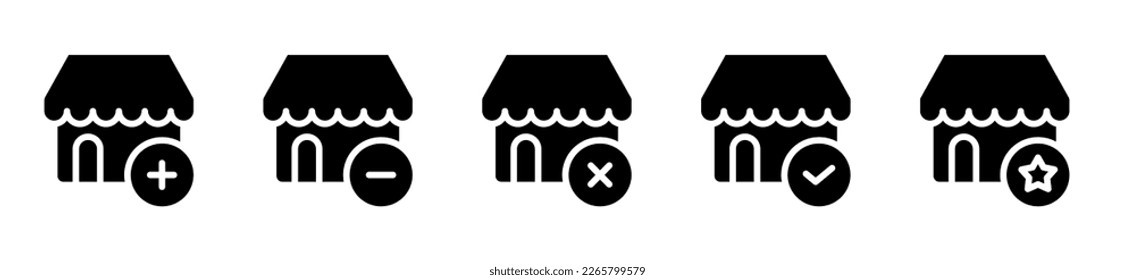 icon glyph store plus, minus, cancel, check, star. editable file. vector illustration