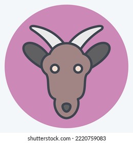 Icon Goat. related to Animal Head symbol. color mate style. simple design editable. simple illustration. cute. education