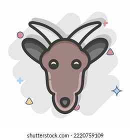 Icon Goat. related to Animal Head symbol. Comic Style. simple design editable. simple illustration. cute. education