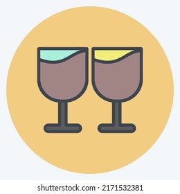 Icon Goblets. suitable for Wedding symbol. color mate style. simple design editable. design template vector. simple symbol illustration