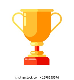 Icon of gold cup in flat style. Illustration isolated on white background.