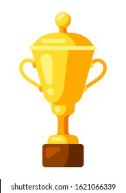 Icon of gold cup in flat style. Illustration isolated on white background.