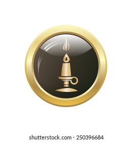 Icon Gold magic candle. Vector illustration.