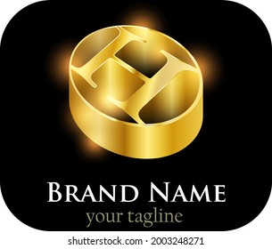 Icono de letra de texto dorado, ilustración 3D de H, alfabeto, caso, fuente, gráfico, idioma, letra icono isométrico.