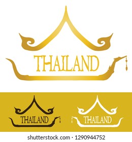 Icon Of Gold Thai Roof And Dragon Boat