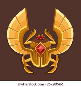 Icon golden scarab. Vector illustration