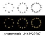 Icon of golden stars in a semicircle or around. Symbol of status or endurance. An attribute of quality or rating.