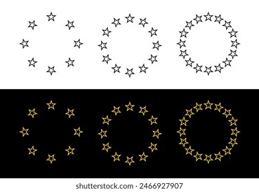 Icon of golden stars in a semicircle or around. Symbol of status or endurance. An attribute of quality or rating.