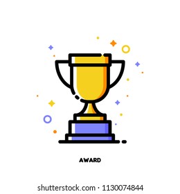 Icon Of Golden Trophy Cup For Business Awards Concept. Flat Filled Outline Style. Pixel Perfect 64x64. Editable Stroke