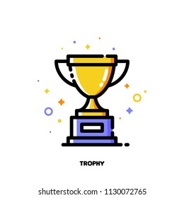 Icon of golden trophy cup for success or winner concept. Flat filled outline style. Pixel perfect 64x64. Editable stroke