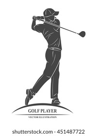 Icon golf player on a white background. Vector illustration.