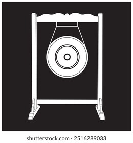 Icon of Gong or Indonesian traditional musical instrument,vector illustration symbol design