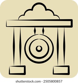 Icon Gong. related to Korea symbol. hand drawn style. simple illustration