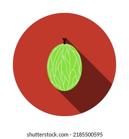 Icon Of Gooseberry In Ui Colors. Flat Circle Stencil Design With Long Shadow. Vector Illustration.