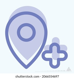 Icon Gps Add - Two Tone Style - Simple illustration, Editable stroke, Design template vector, Good for prints, posters, advertisements, announcements, info graphics, etc.