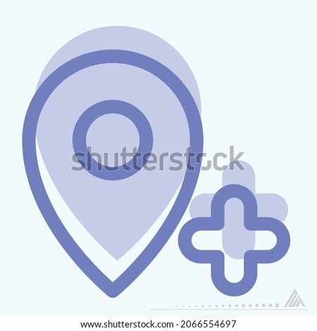 Icon Gps Add - Two Tone Style - Simple illustration, Editable stroke, Design template vector, Good for prints, posters, advertisements, announcements, info graphics, etc.