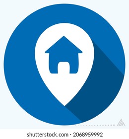 Icon Gps Home - Long Shadow Style - Simple illustration, Editable stroke, Design template vector, Good for prints, posters, advertisements, announcements, info graphics, etc.
