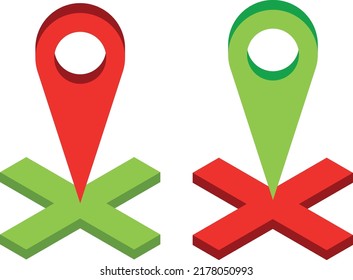 Icono GPS rojo y verde