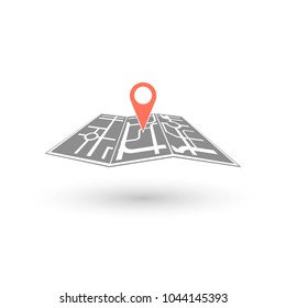 Icon GPS technology laying of a route travel, tourism navigation.