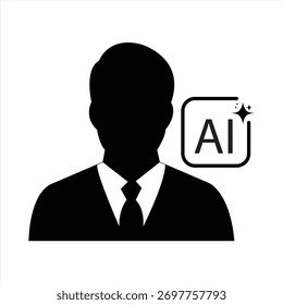 Icon of a graduating student using artificial intelligence on a tablet with a transparent background, vector illustration