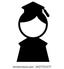 Icon of a graduating student wearing a square cap and gown