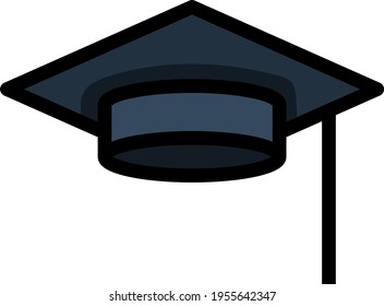 Icon Of Graduation Cap. Editable Bold Outline With Color Fill Design. Vector Illustration.