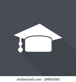 Icon Graduation cap on long shadow