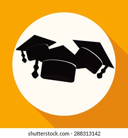 Icon Graduation cap on white circle with a long shadow